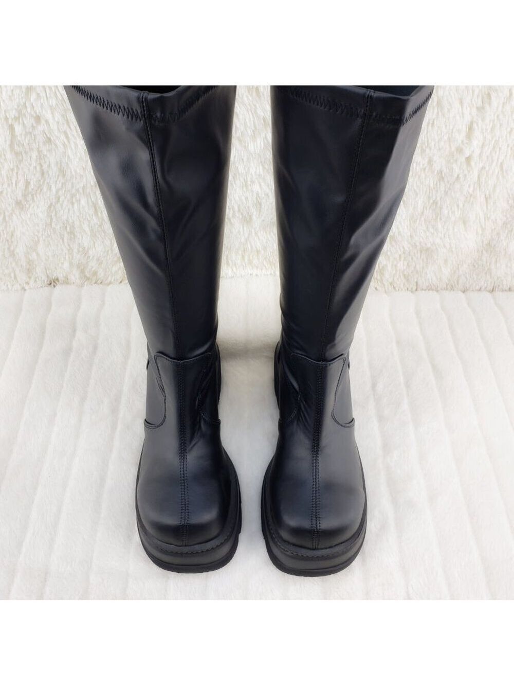 Goth Rave Platform Knee Boot Stretch Shaker 65 - Picture 8 of 10